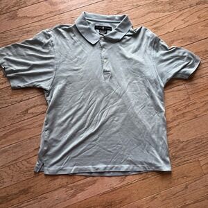 Vtg Tiger Woods Polo Shirt Men Medium Blue Striped Short Sleeve Performance Golf